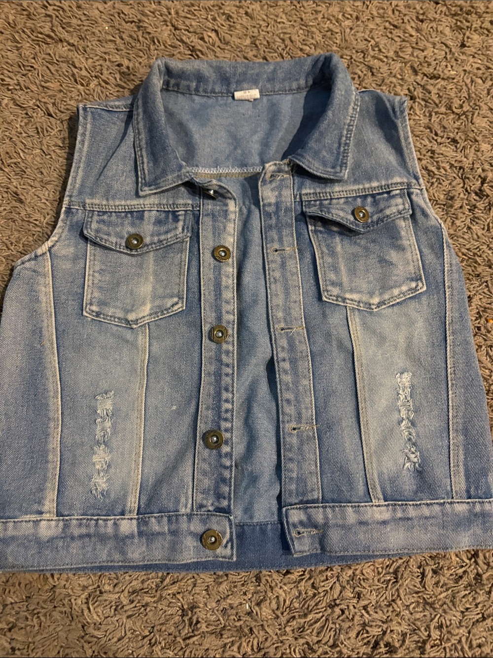 Girl SHAN Blue Denim Shirt Jacket with Washed Finish Pink and White Sequin Panda